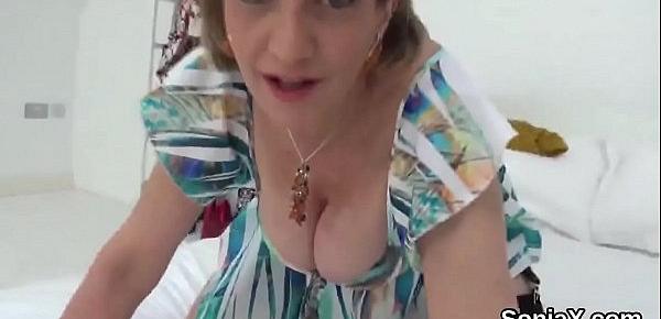  Adulterous british mature lady sonia shows her gigantic knockers